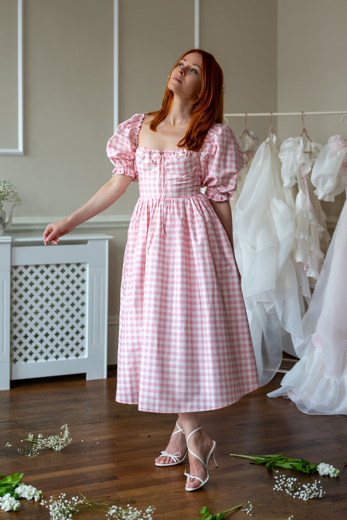 cotton candy dress Larkspur Salsify:Migration_Old Women Renaissance Cottage Core The dress uses fabric Color:PLATINUM