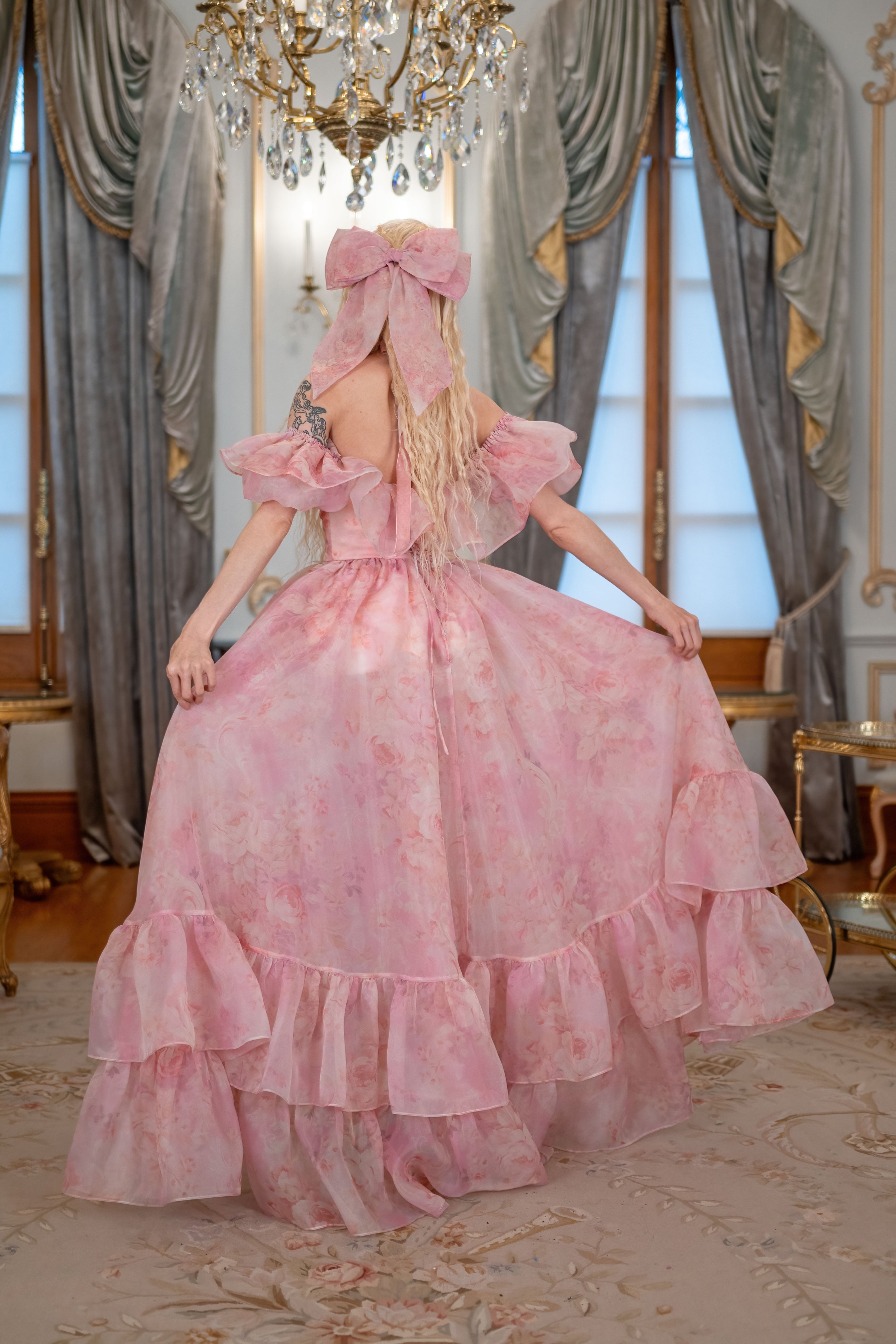 Fantasy Rose Cascading Gown