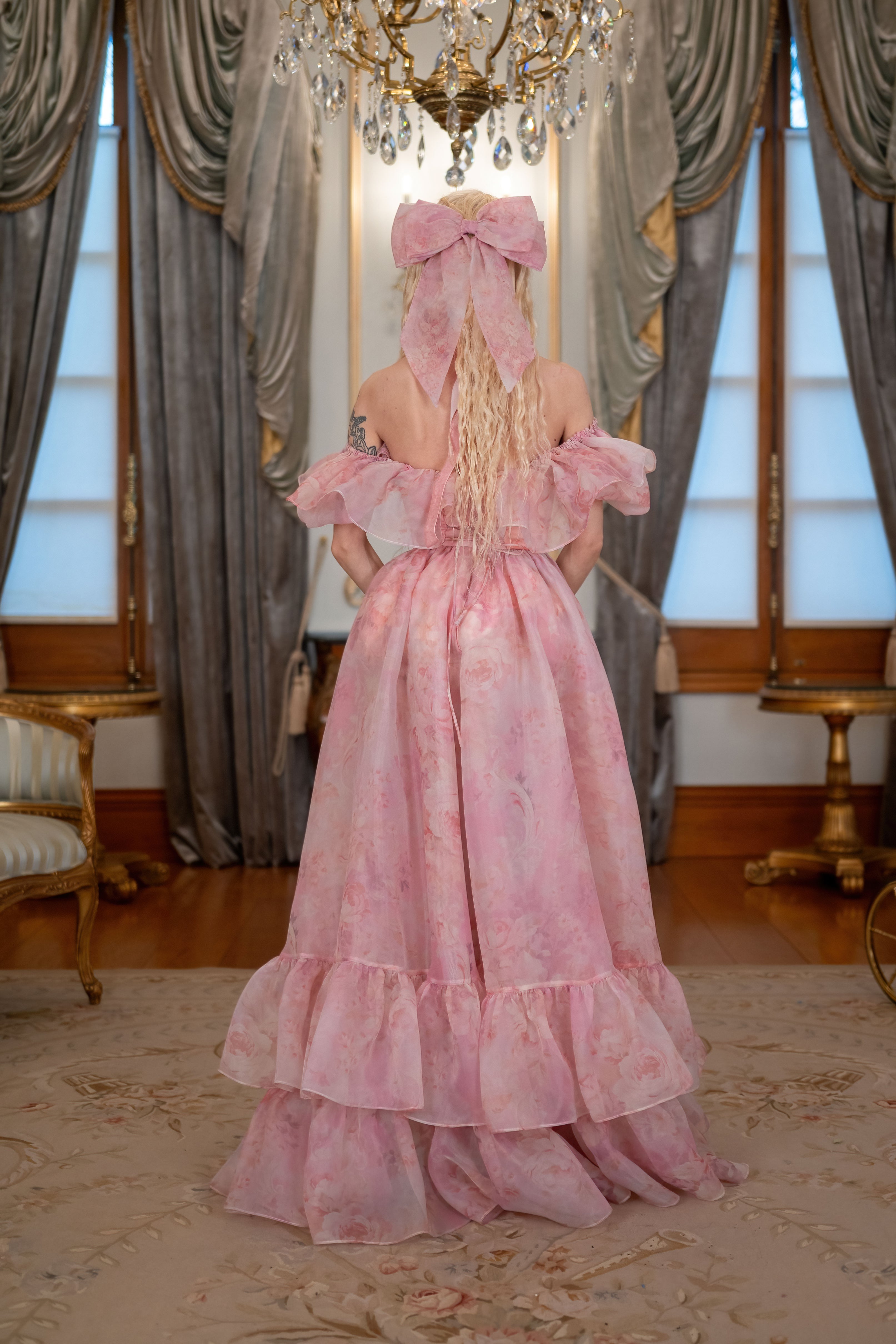 Fantasy Rose Cascading Gown
