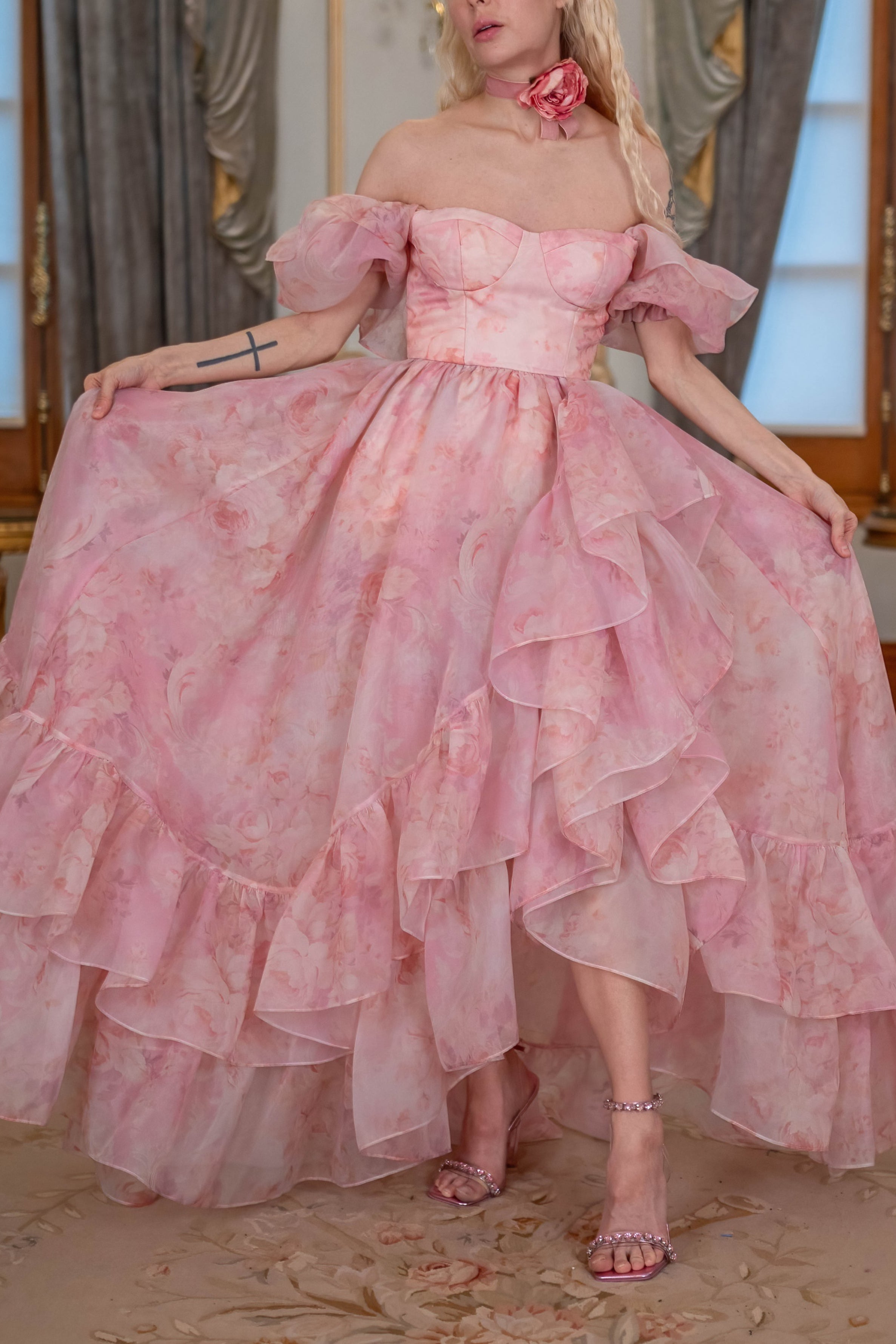 Fantasy Rose Cascading Gown