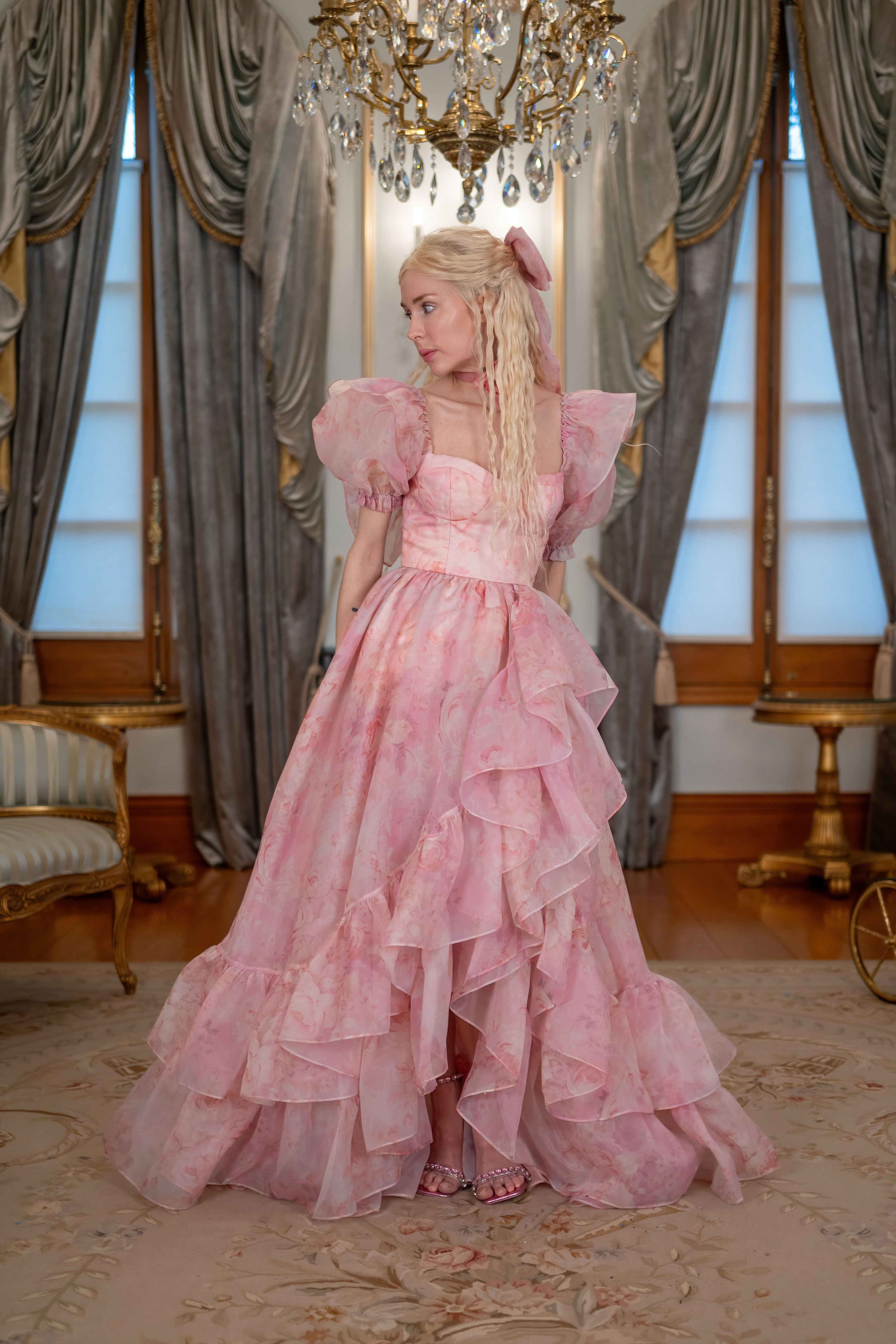 Fantasy Rose Cascading Gown