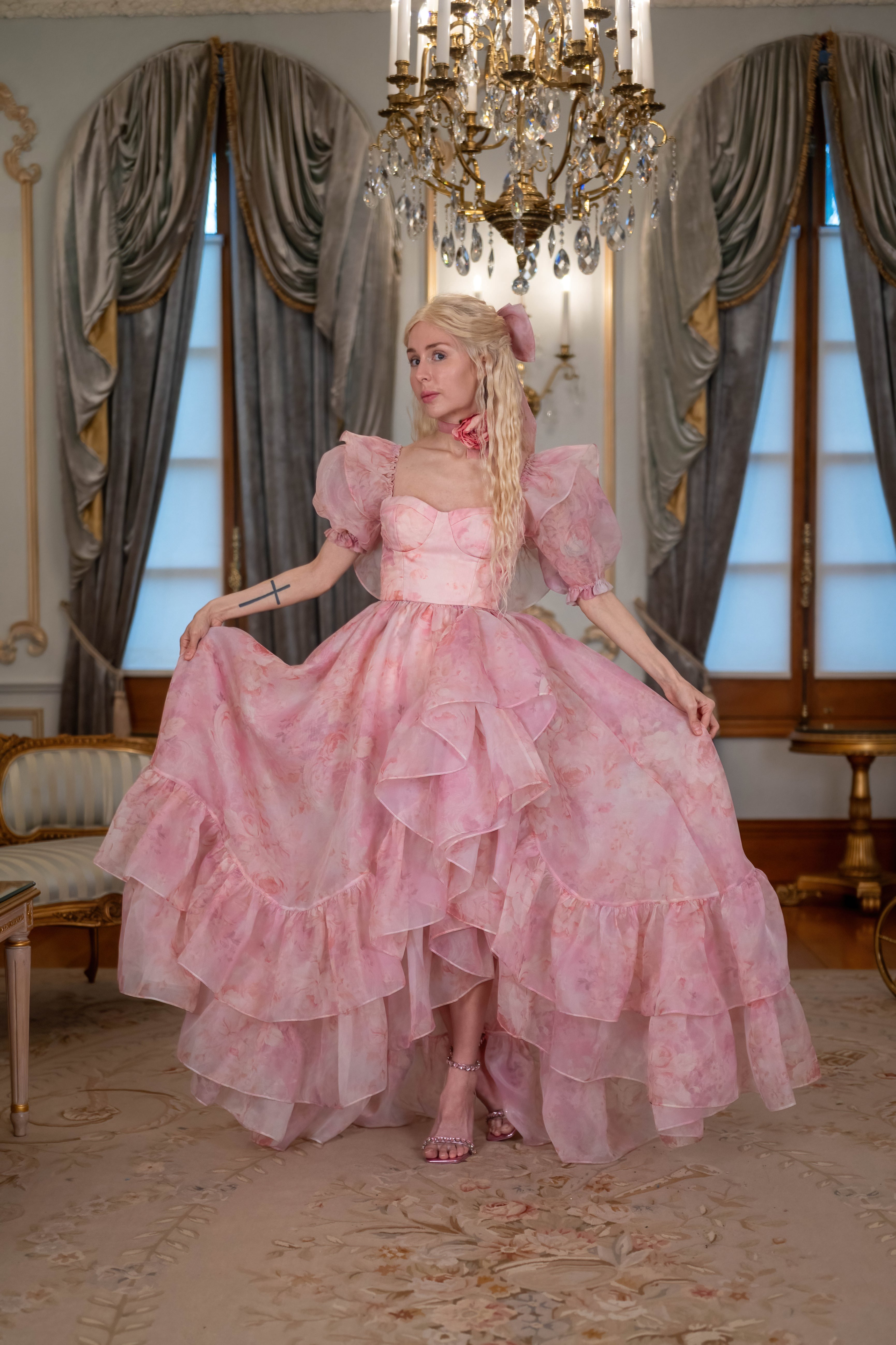 Fantasy Rose Cascading Gown