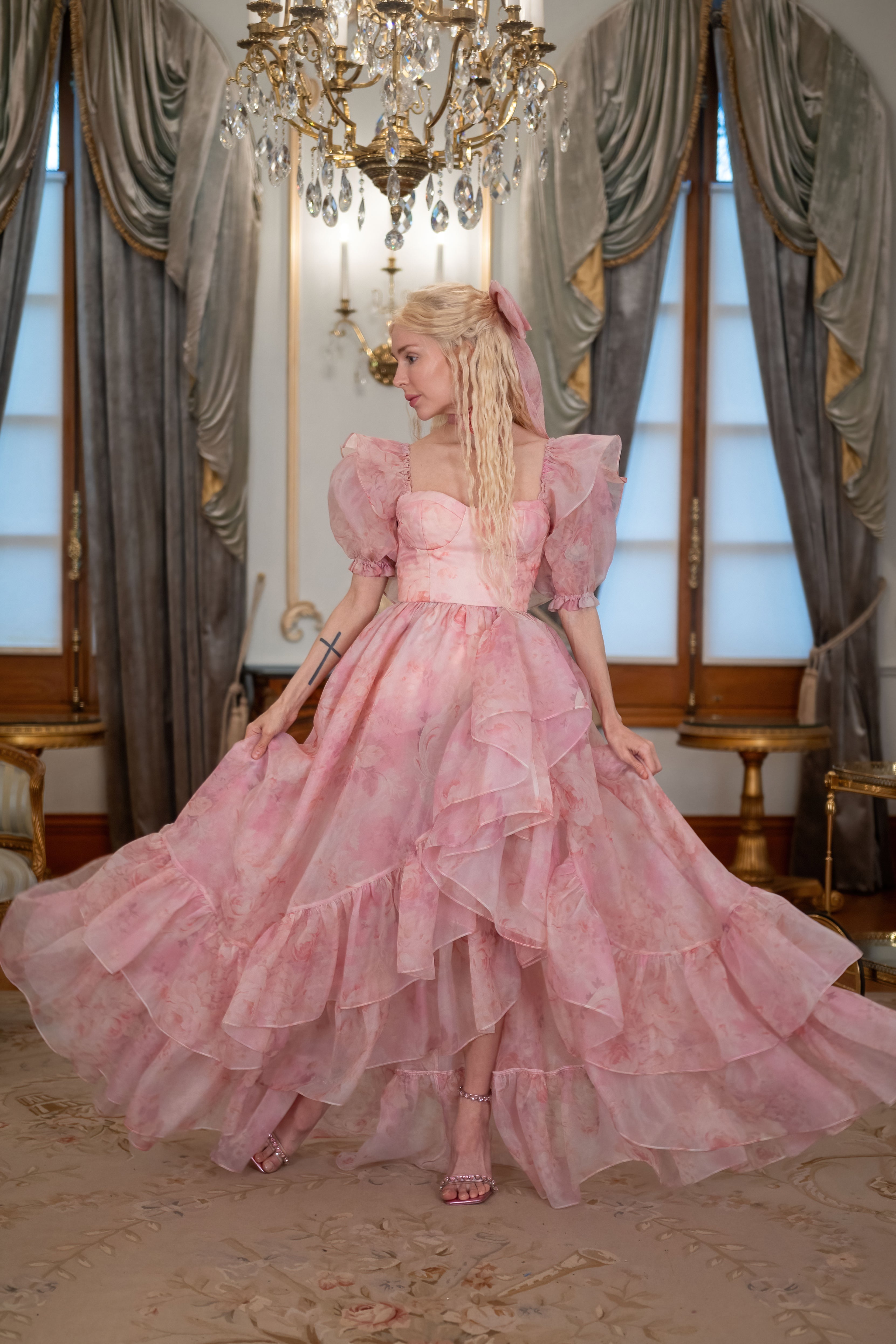 Fantasy Rose Cascading Gown