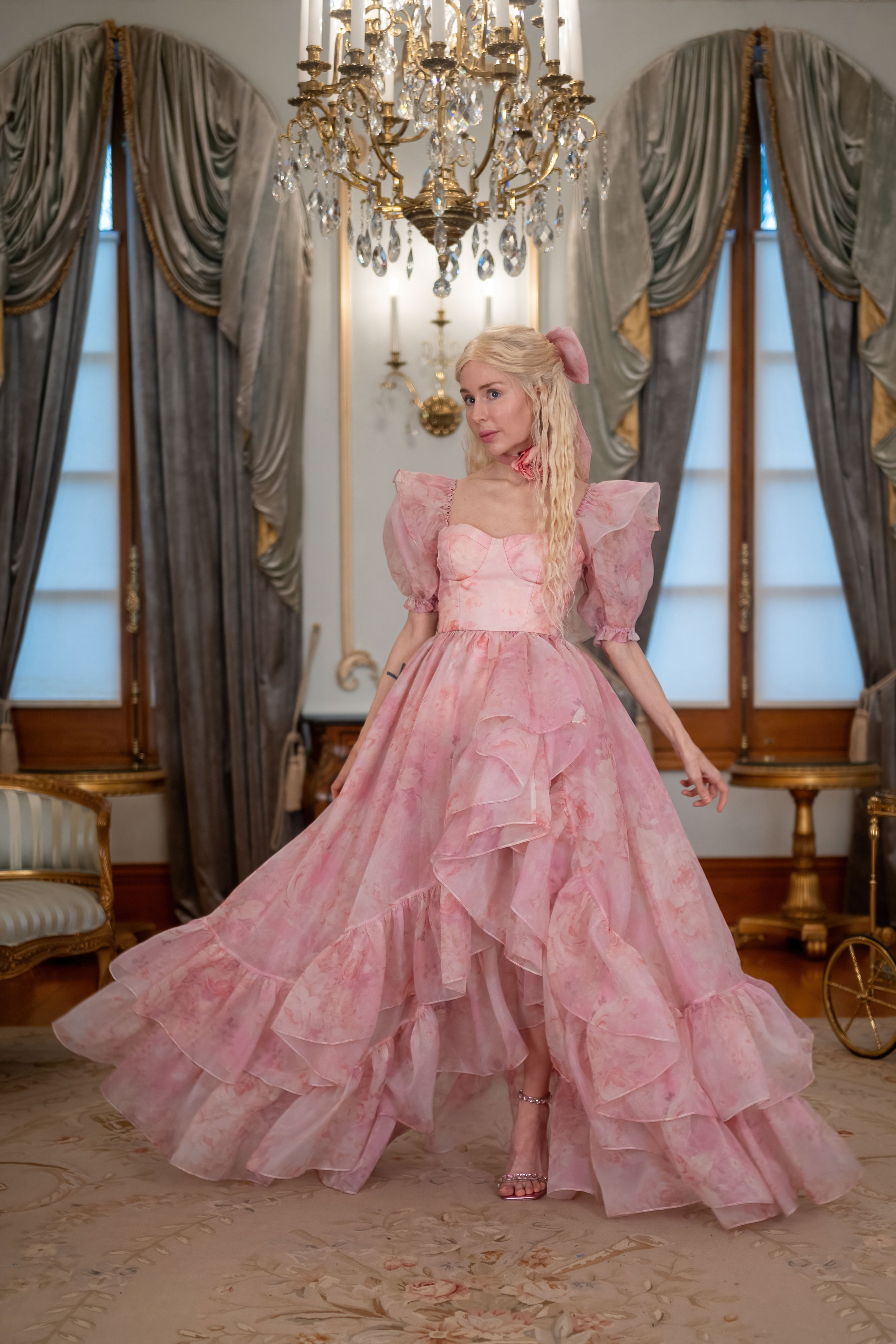 Fantasy Rose Cascading Gown
