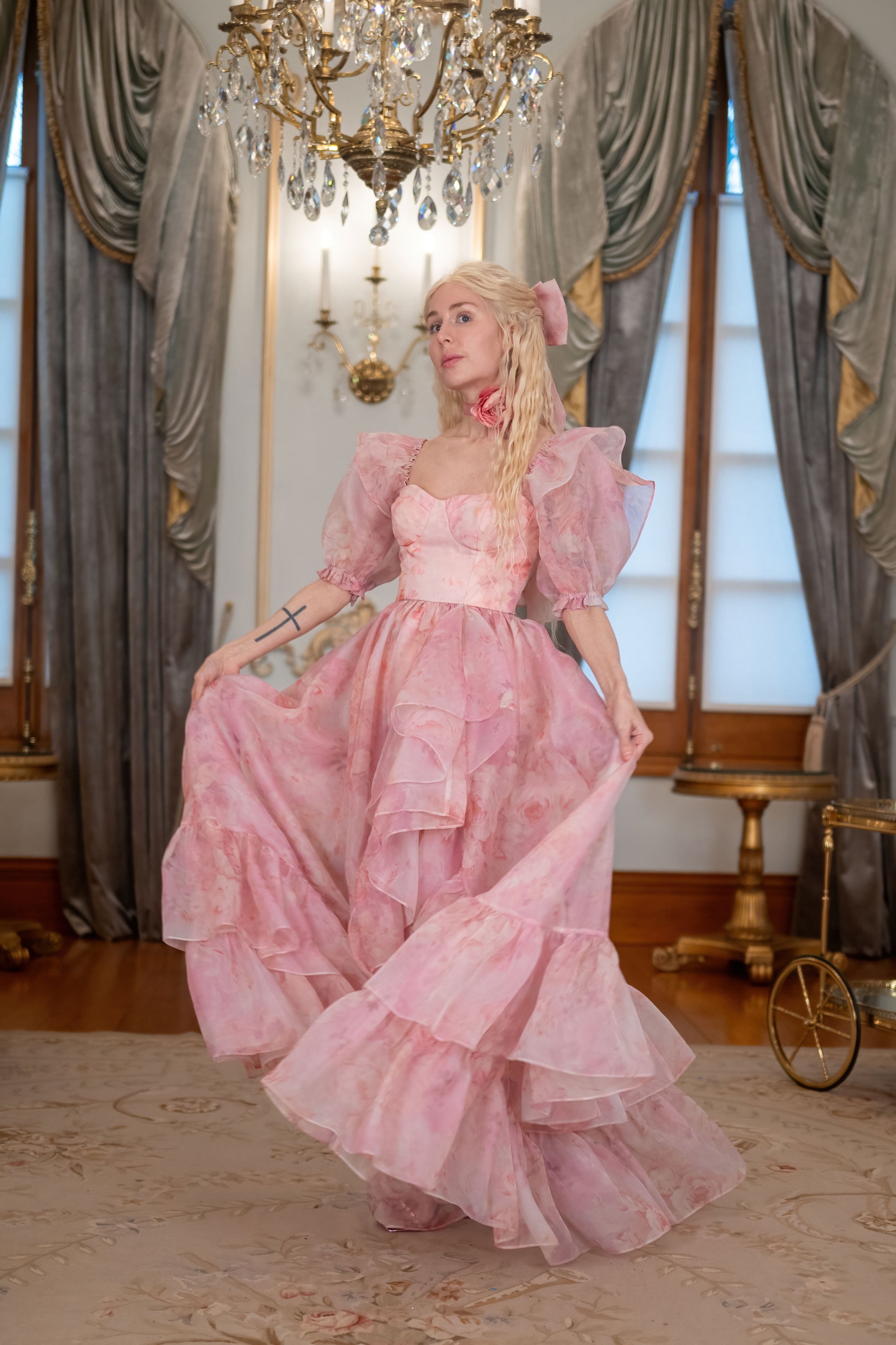 Fantasy Rose Cascading Gown