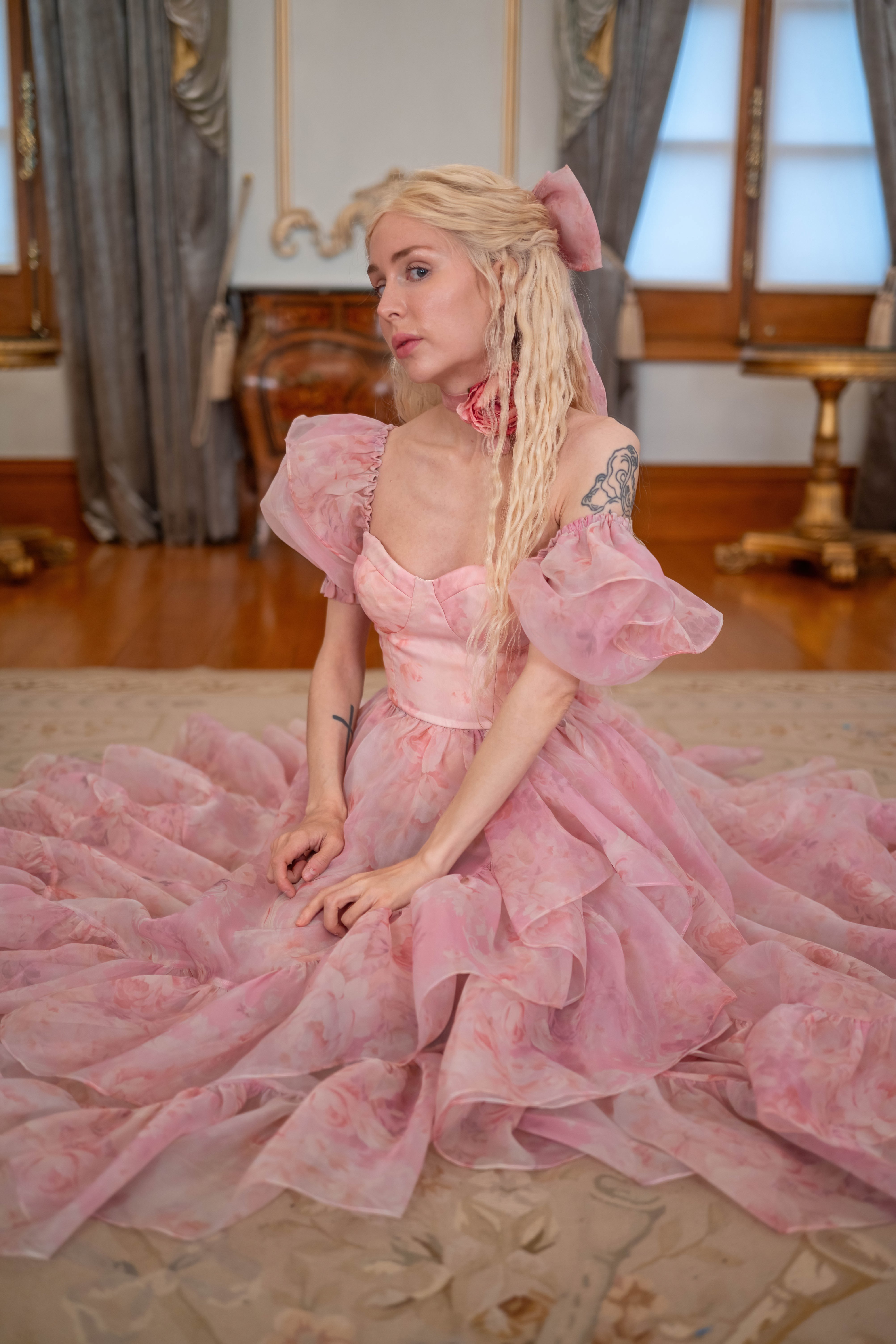Fantasy Rose Cascading Gown