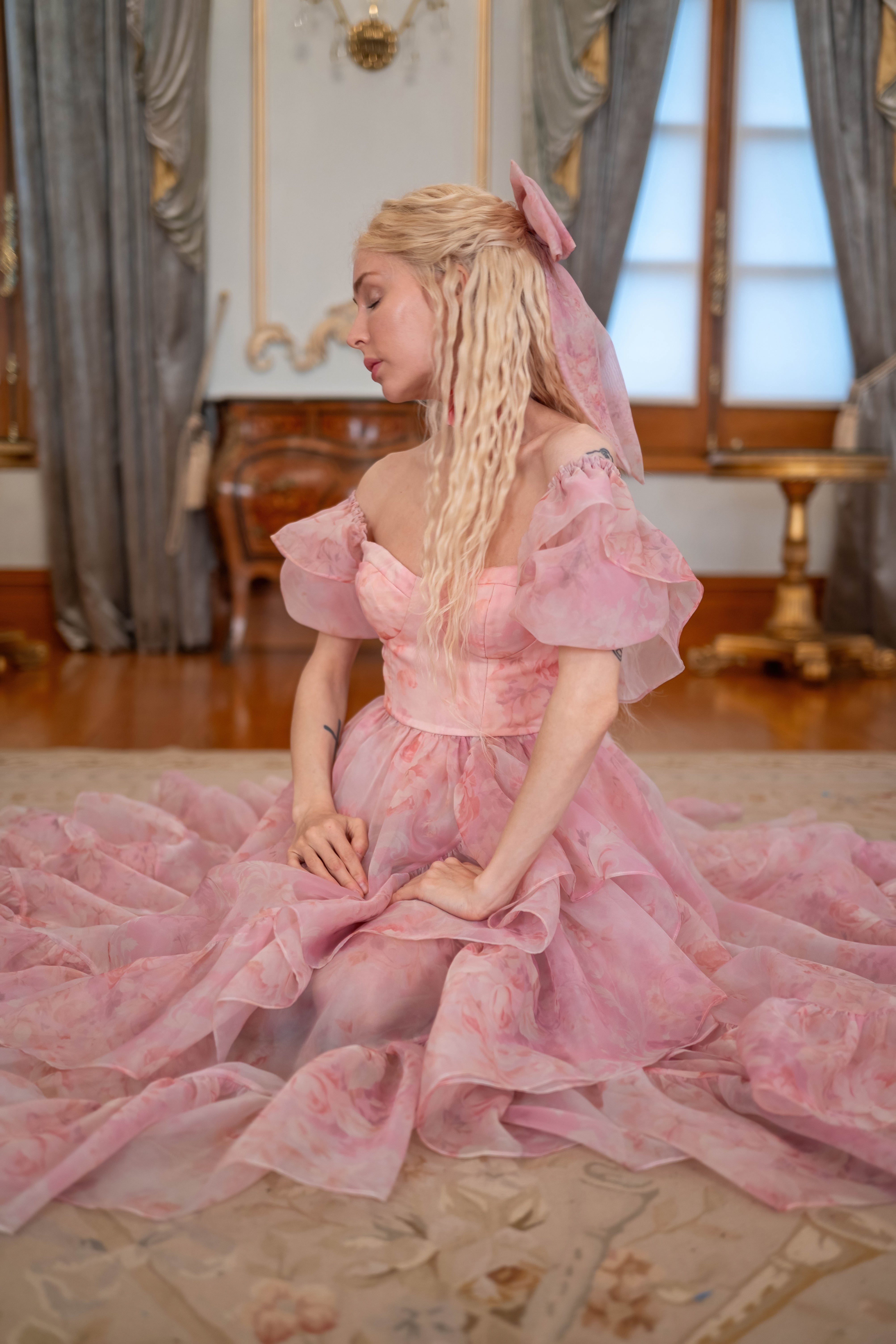 Fantasy Rose Cascading Gown