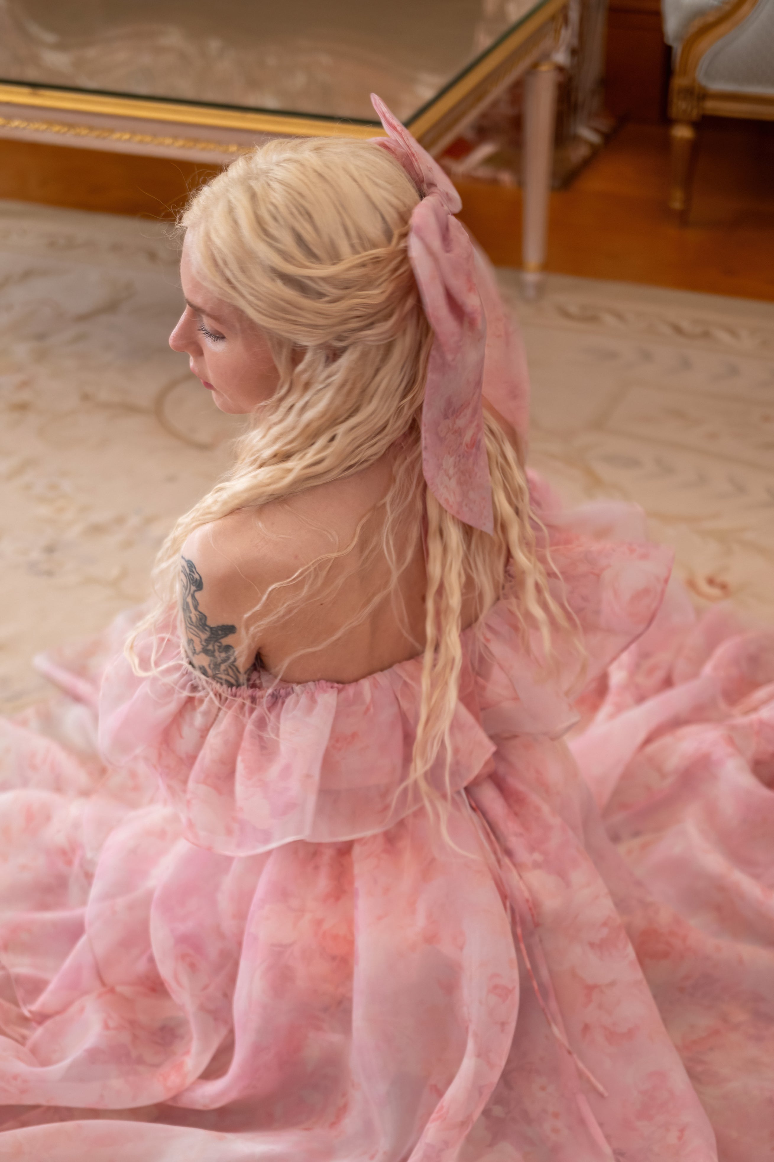 Fantasy Rose Cascading Gown
