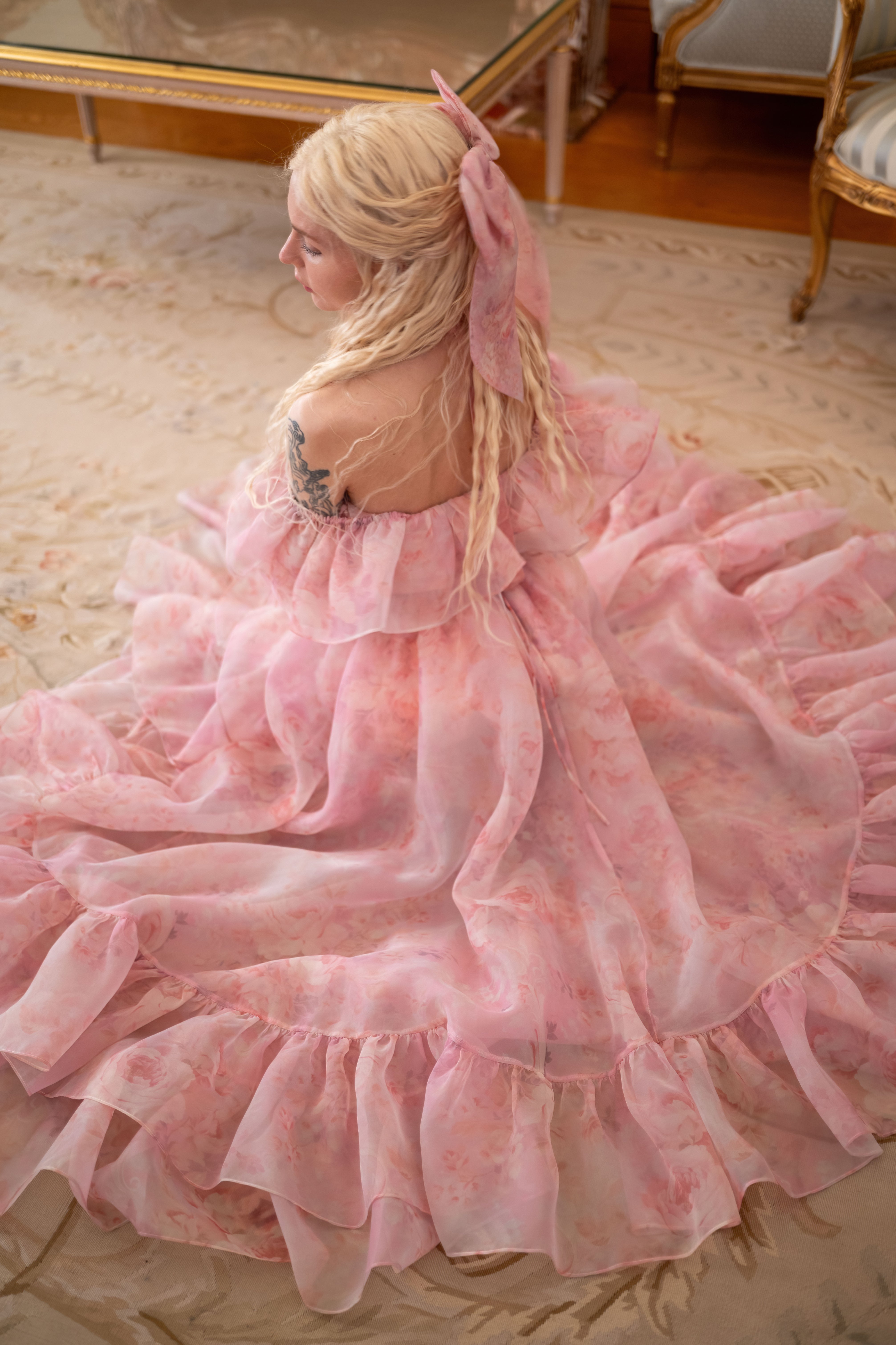 Fantasy Rose Cascading Gown
