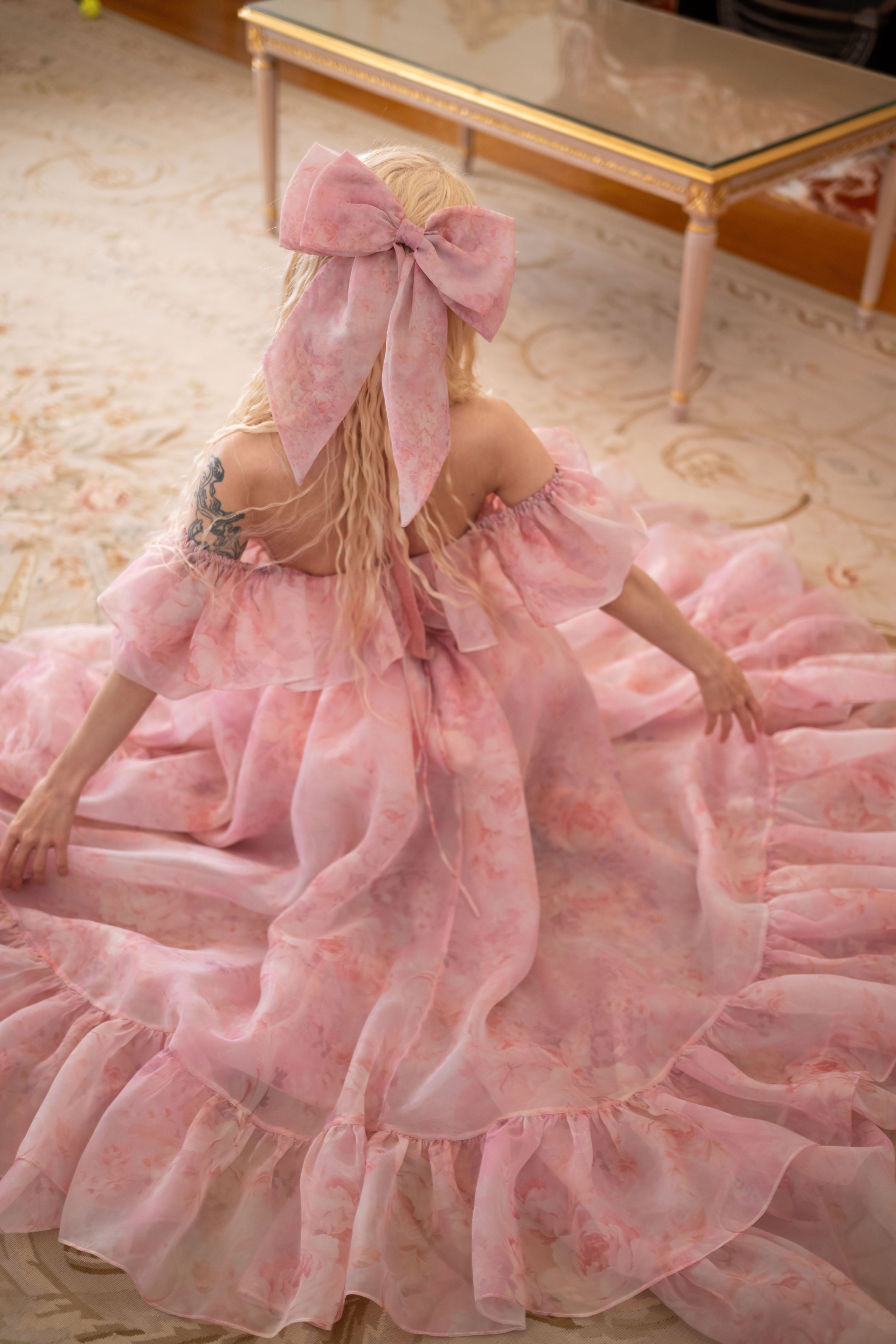 Fantasy Rose Cascading Gown