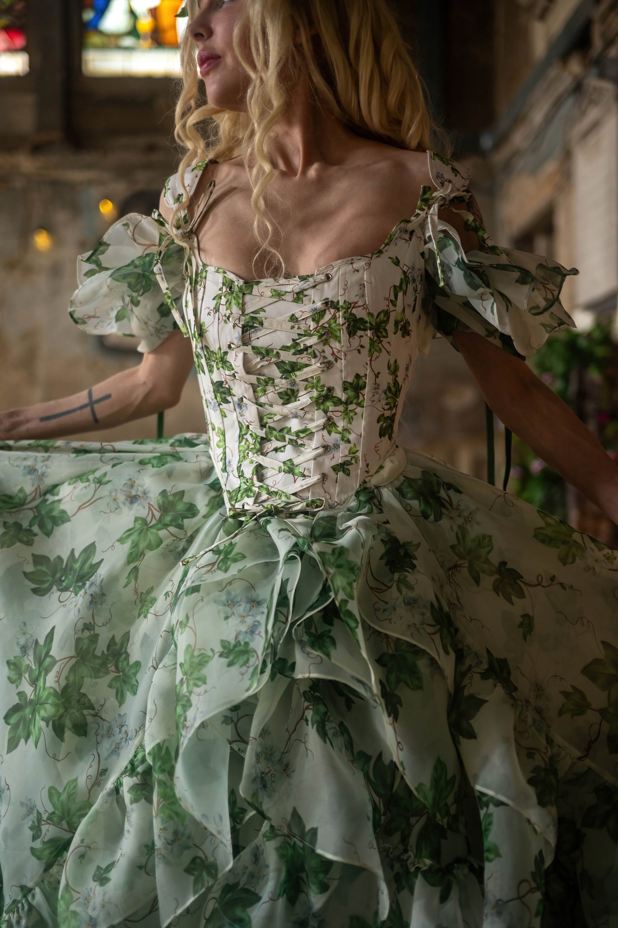 white christmas dresses Mother Nature Poison Ivy Corset and Skirt Costume Rave Cosplay Halloween main image 1