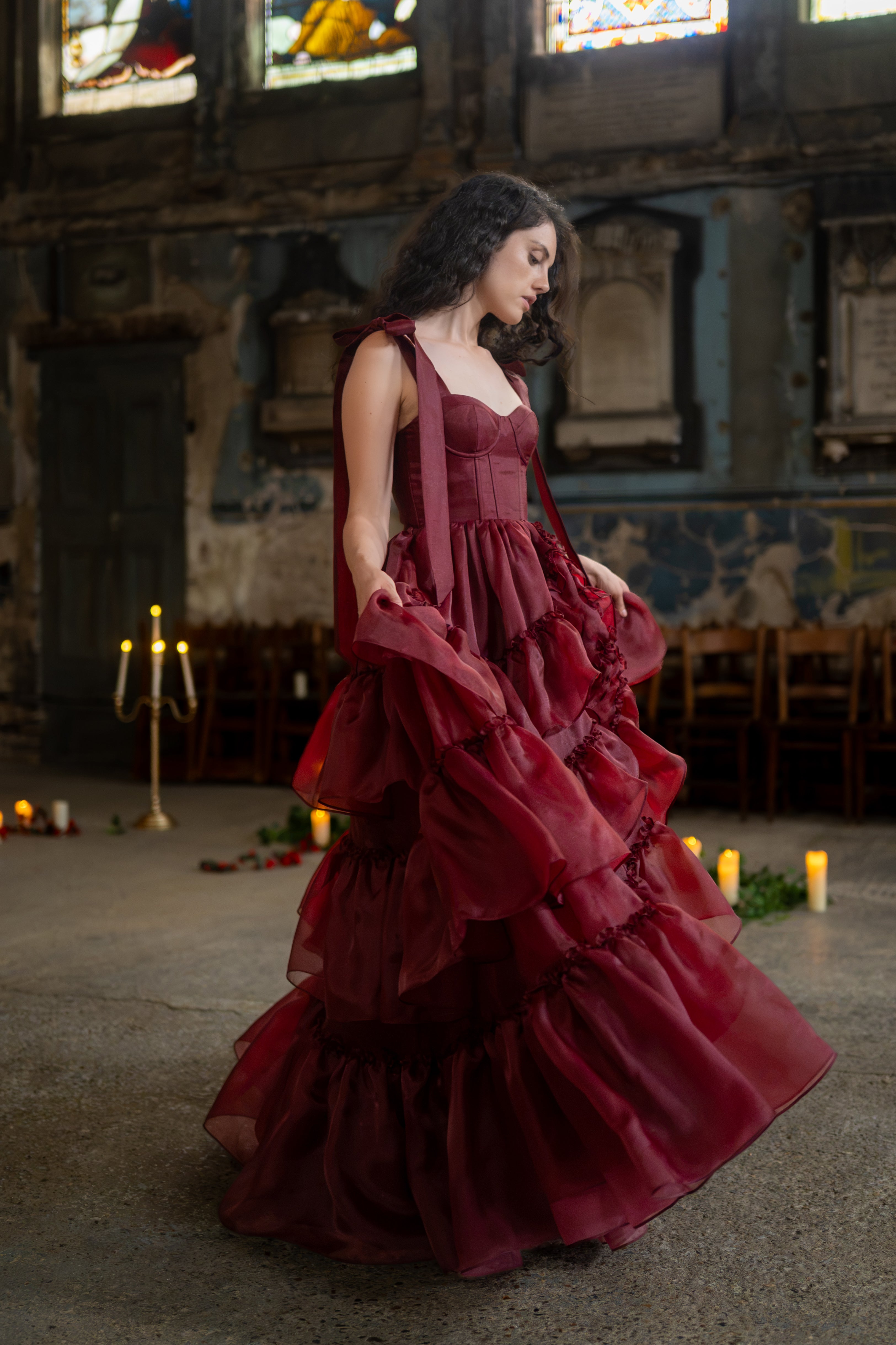 Portrait in Red Valmont Gown