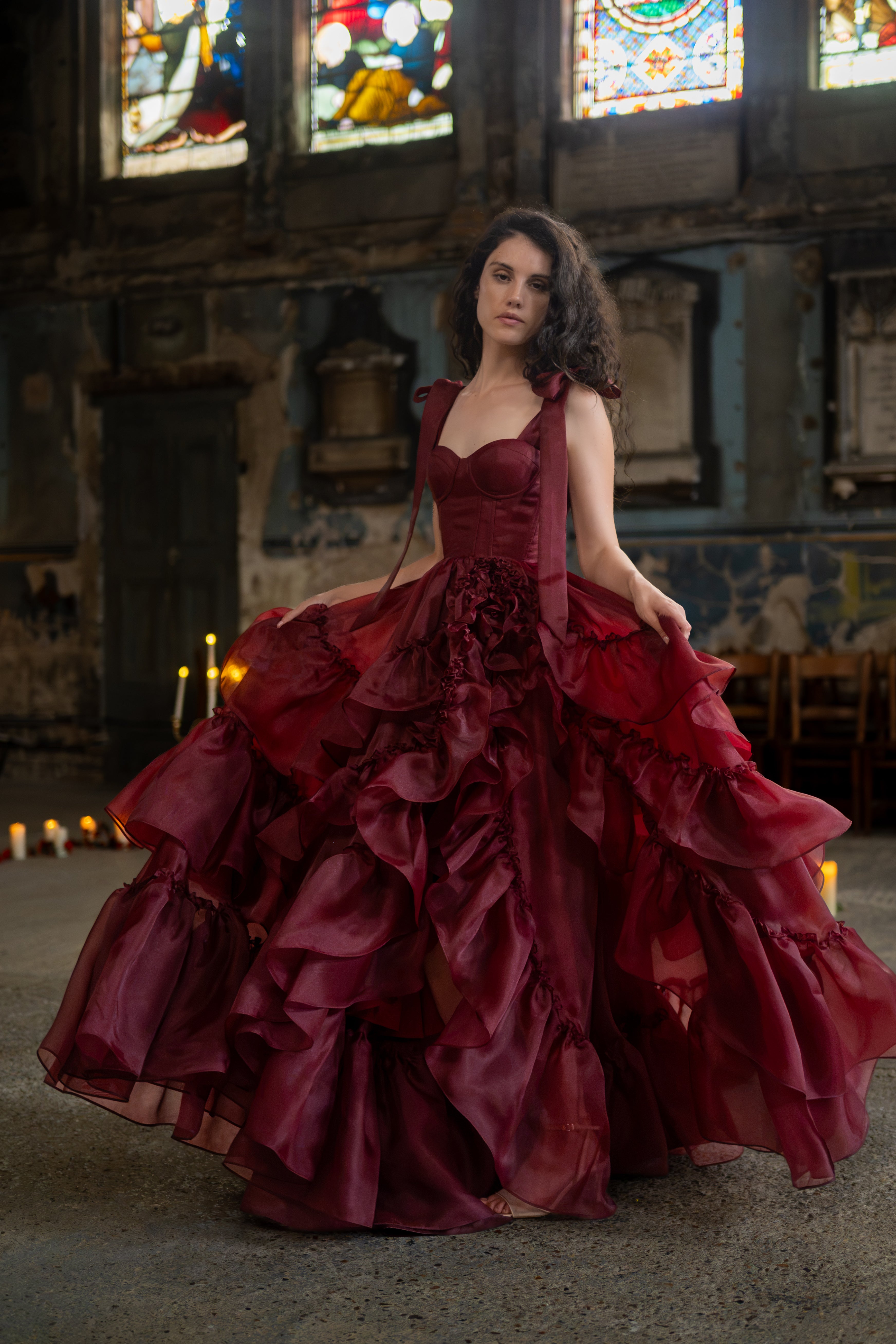 Portrait in Red Valmont Gown