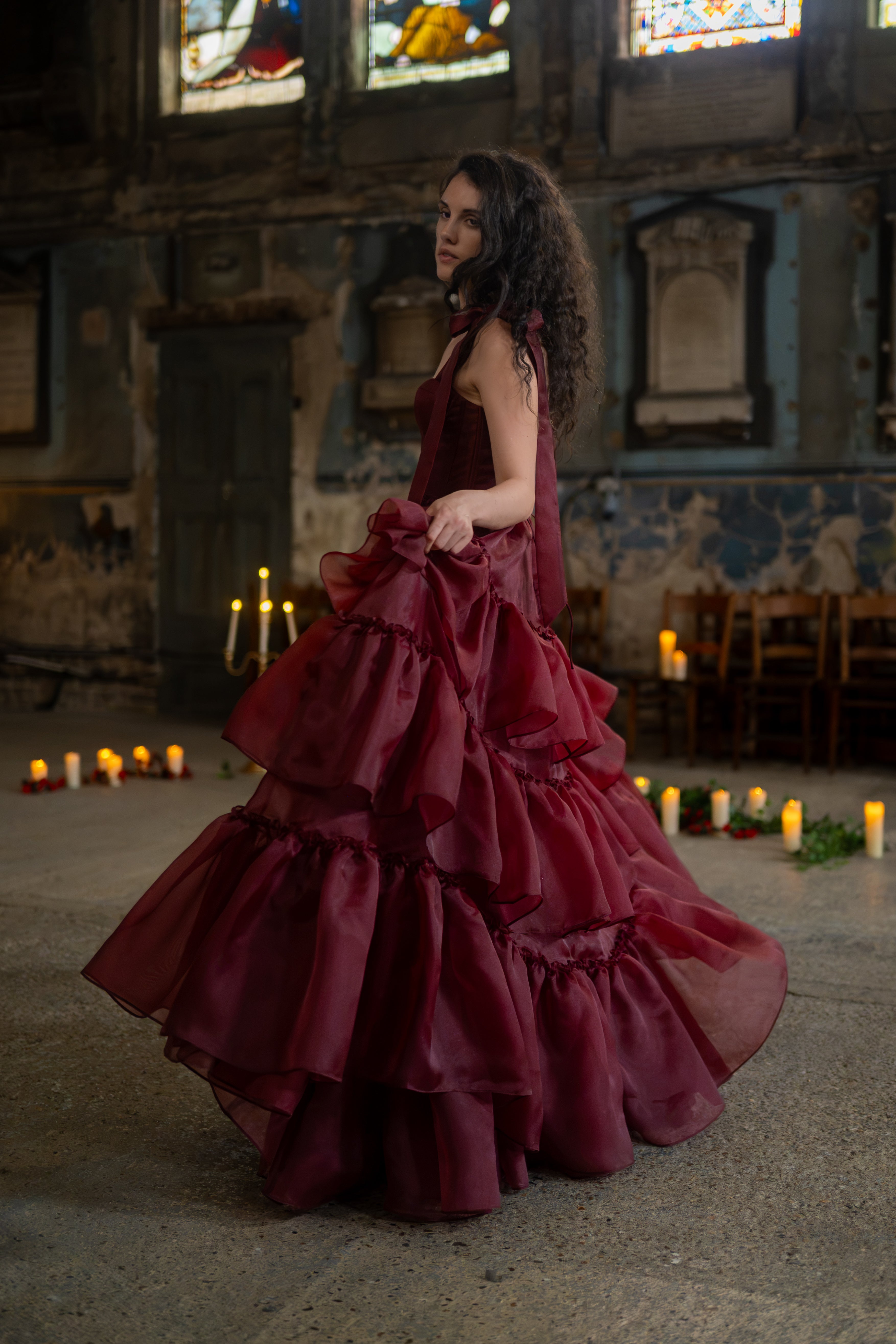 Portrait in Red Valmont Gown