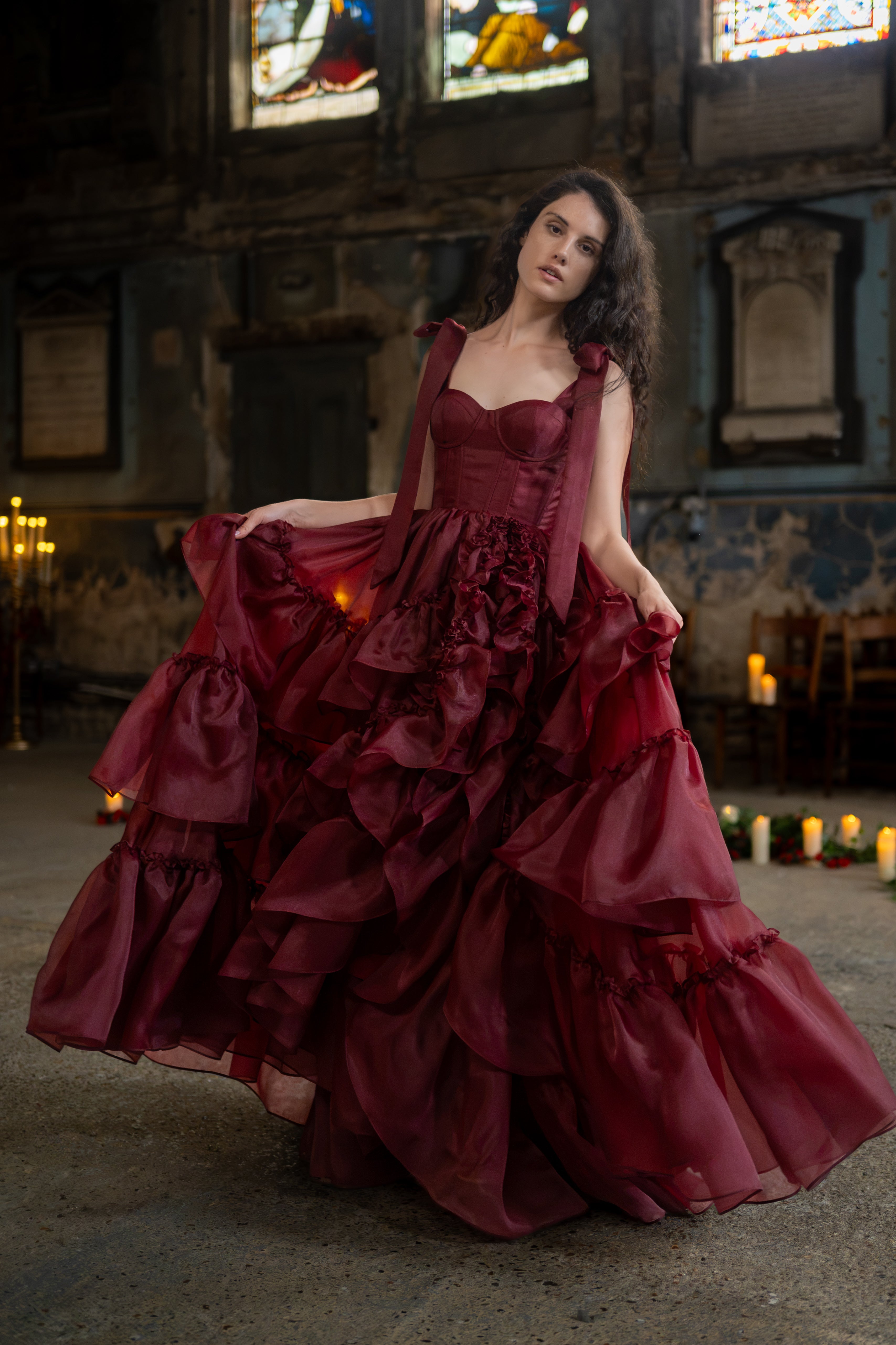 Portrait in Red Valmont Gown