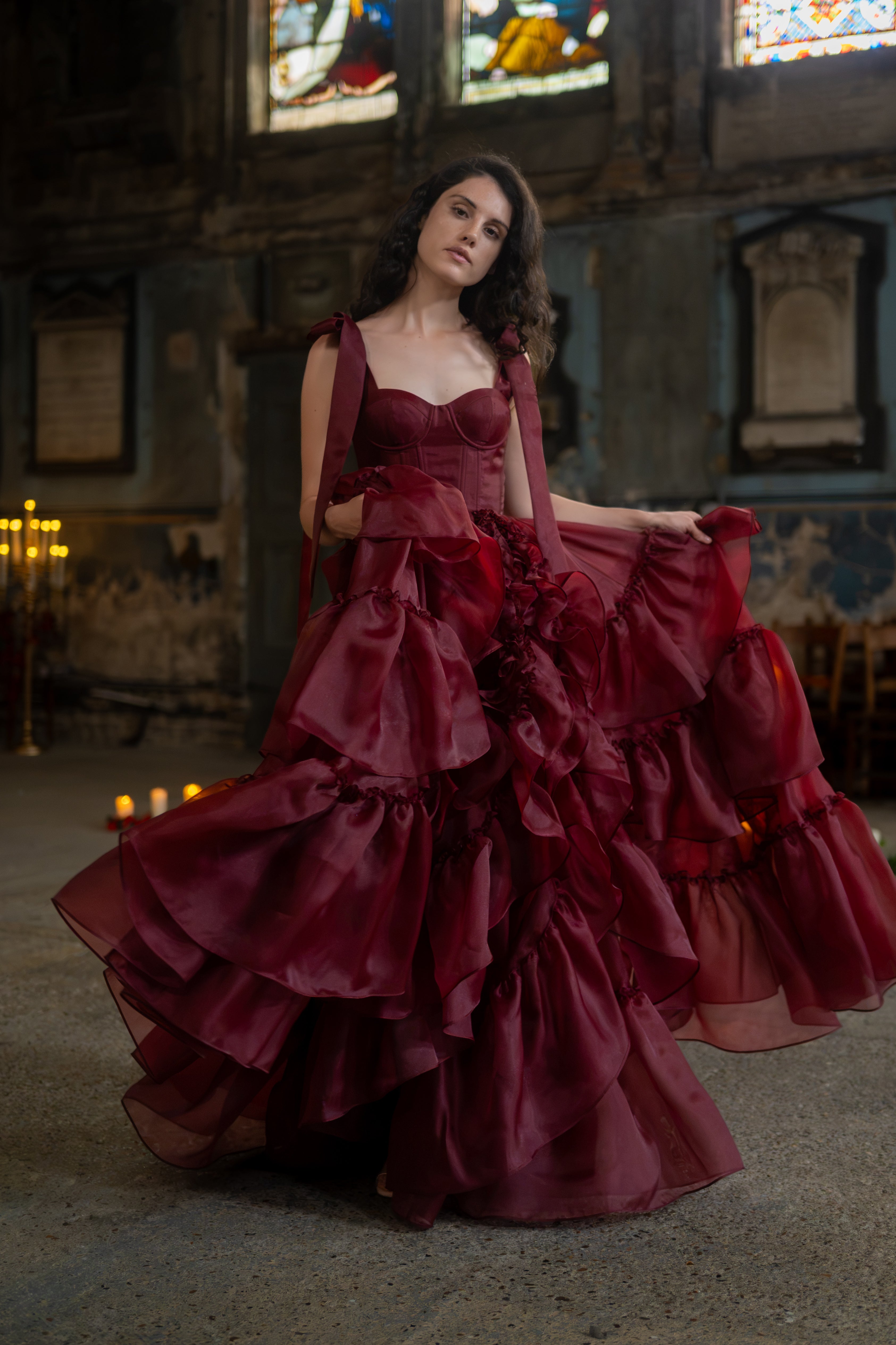 Portrait in Red Valmont Gown