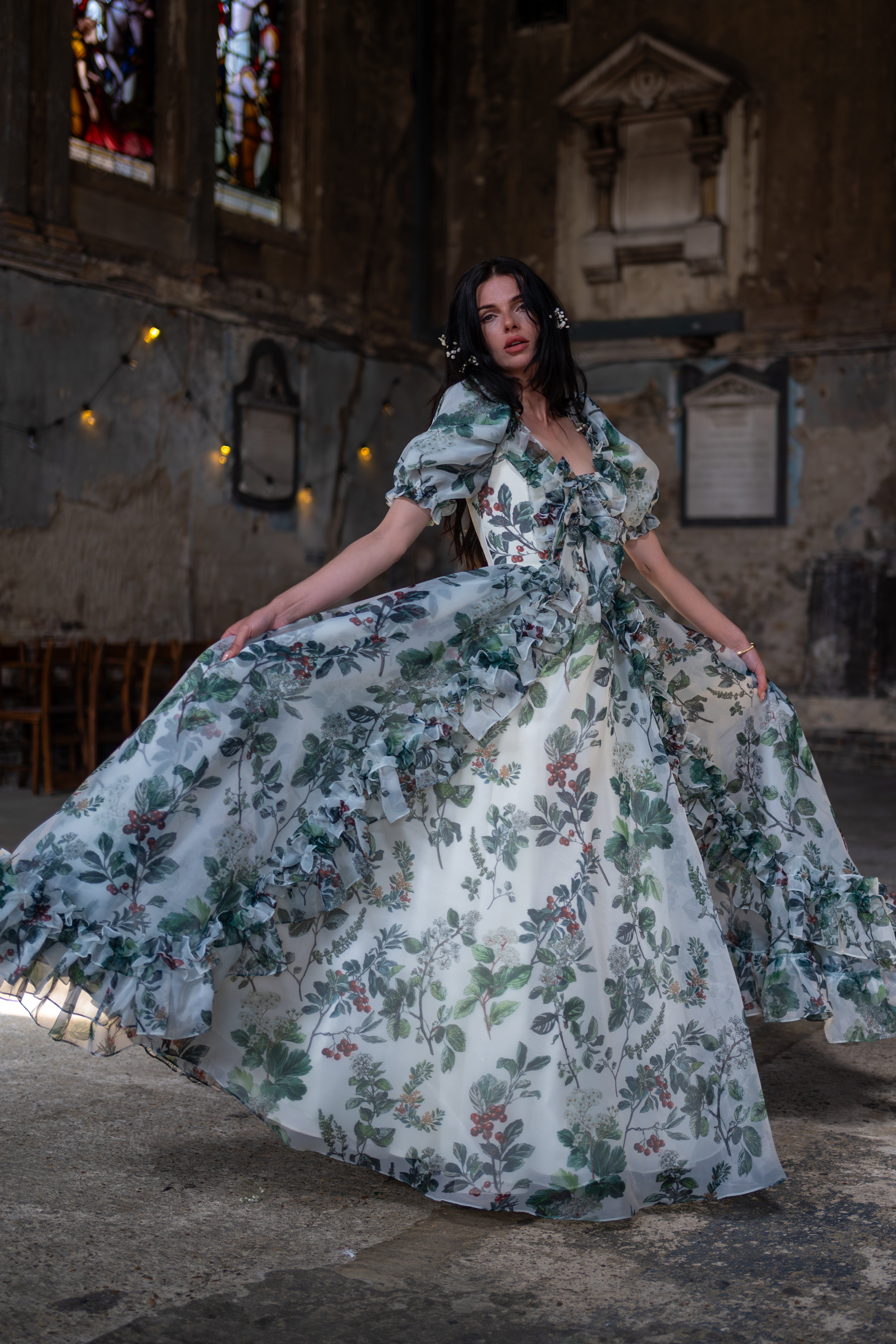Verdant Manuscript Duchess Gown