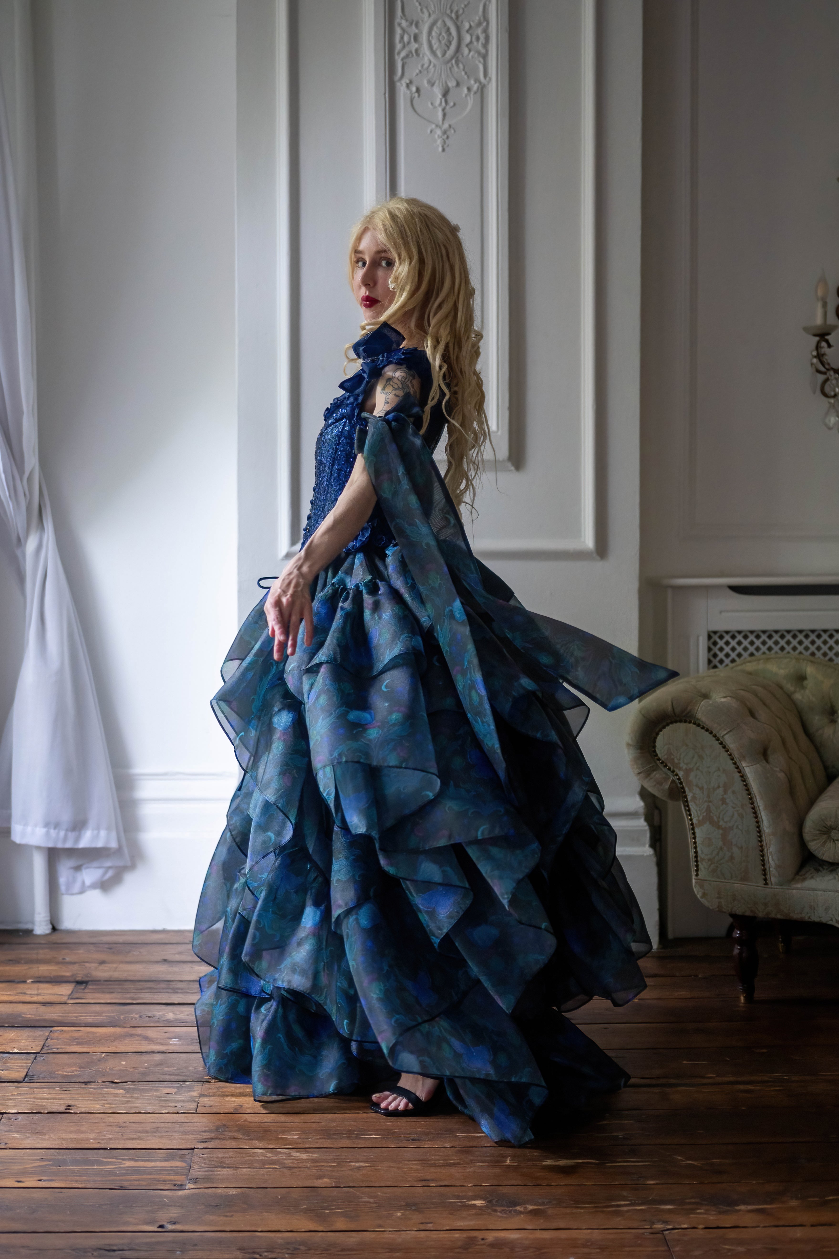 Blue Morpho Pompadour Corset