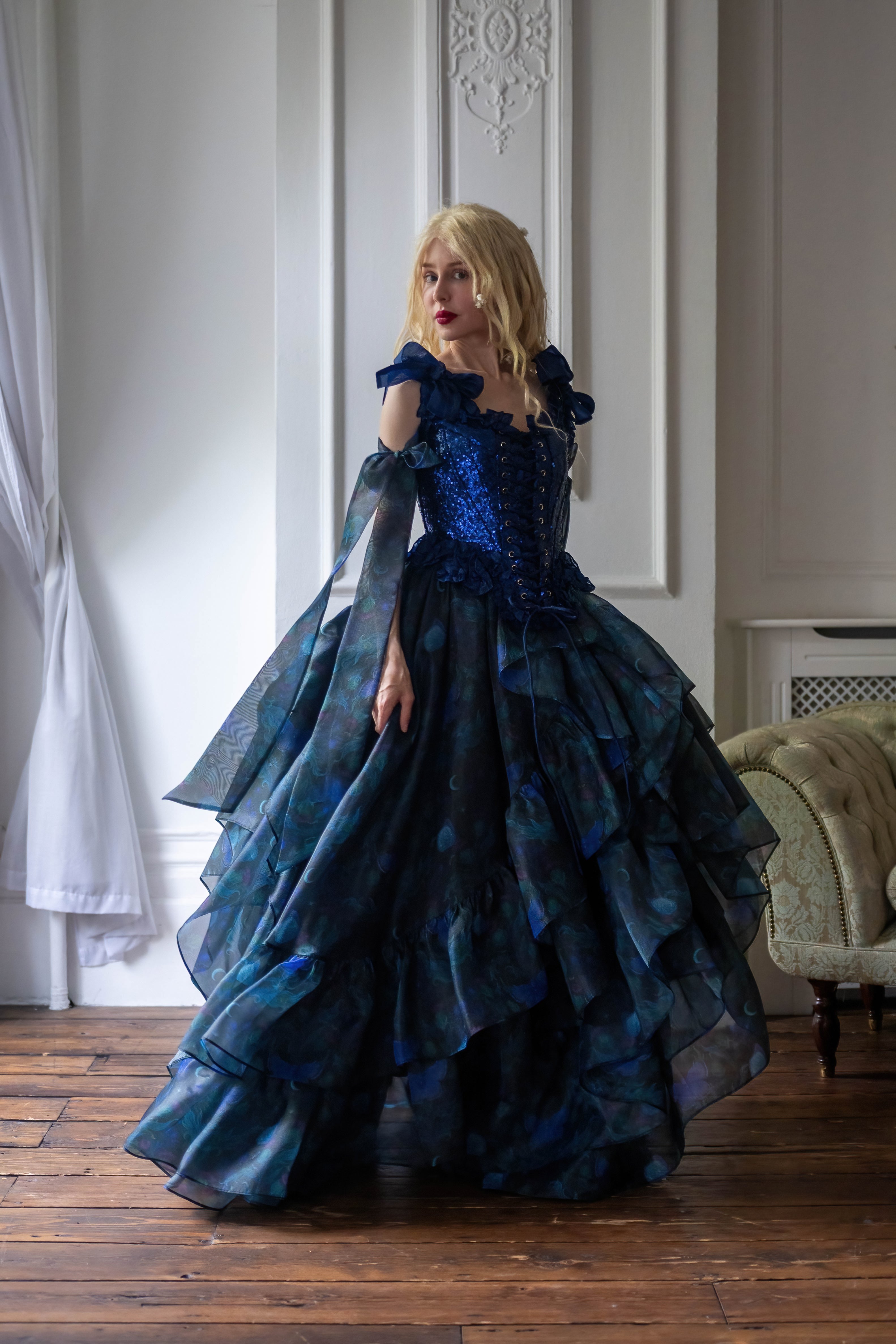 Blue Morpho Pompadour Corset