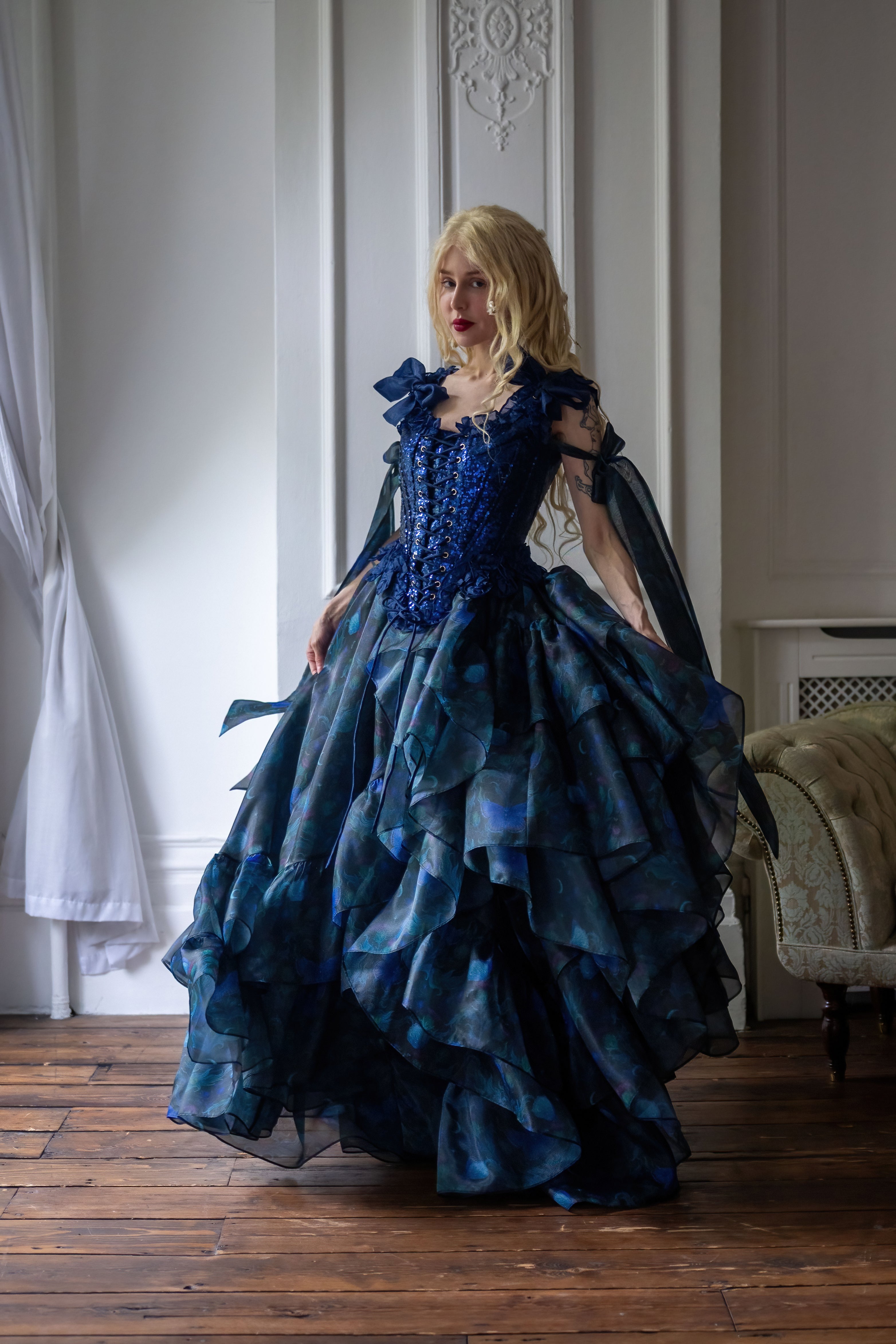 Blue Morpho Pompadour Corset