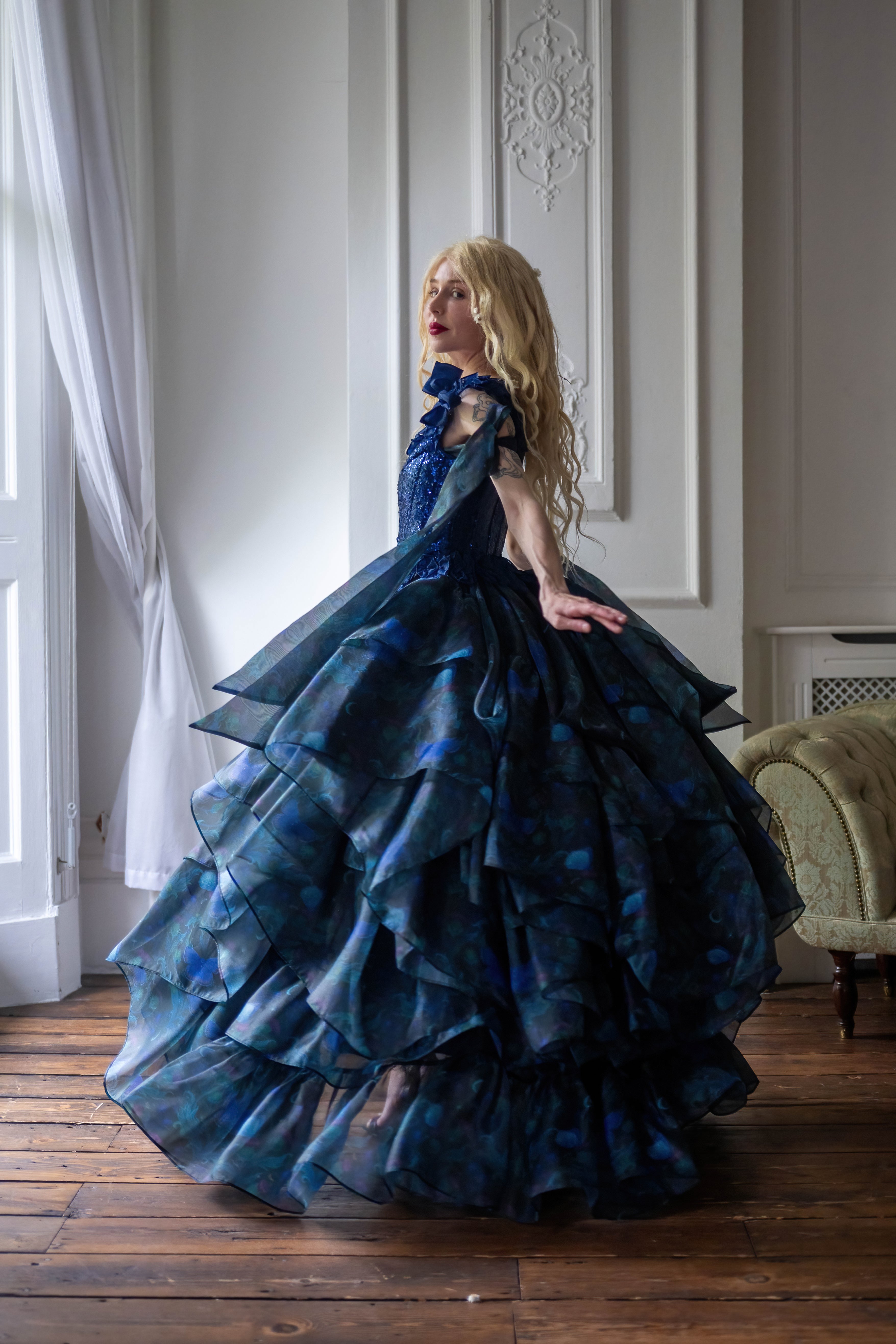 Blue Morpho Pompadour Corset