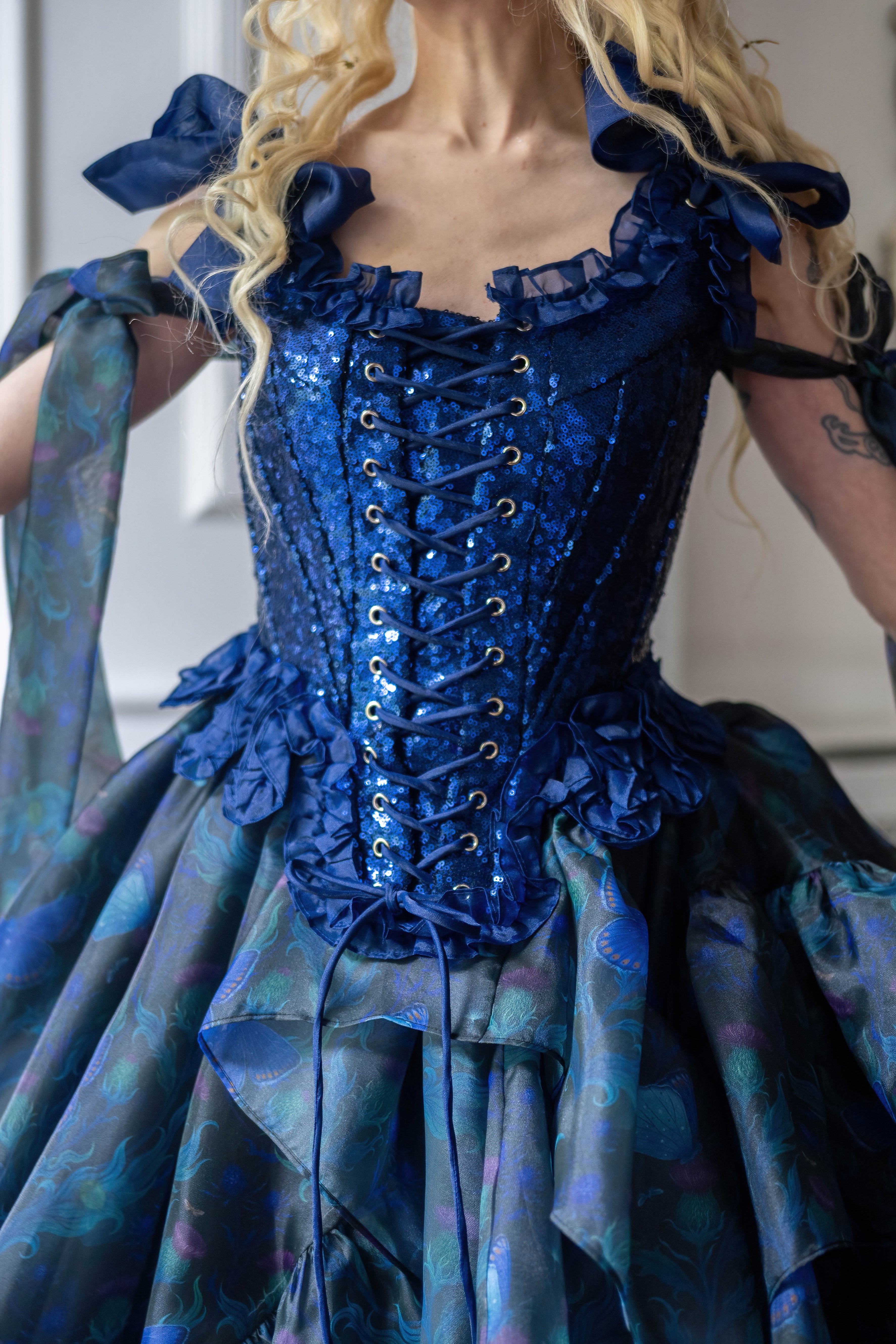 Blue Morpho Pompadour Corset