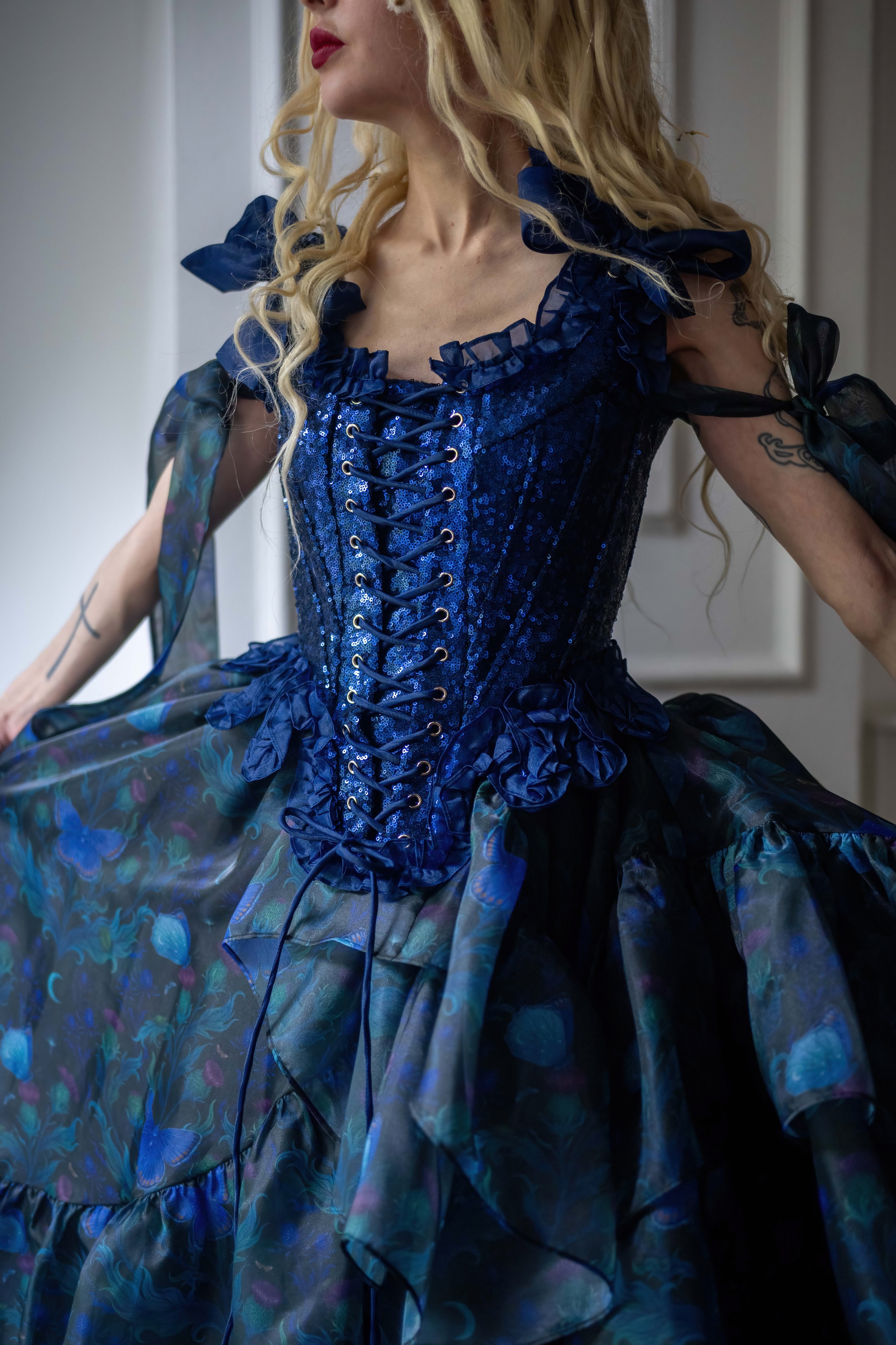 Blue Morpho Pompadour Corset