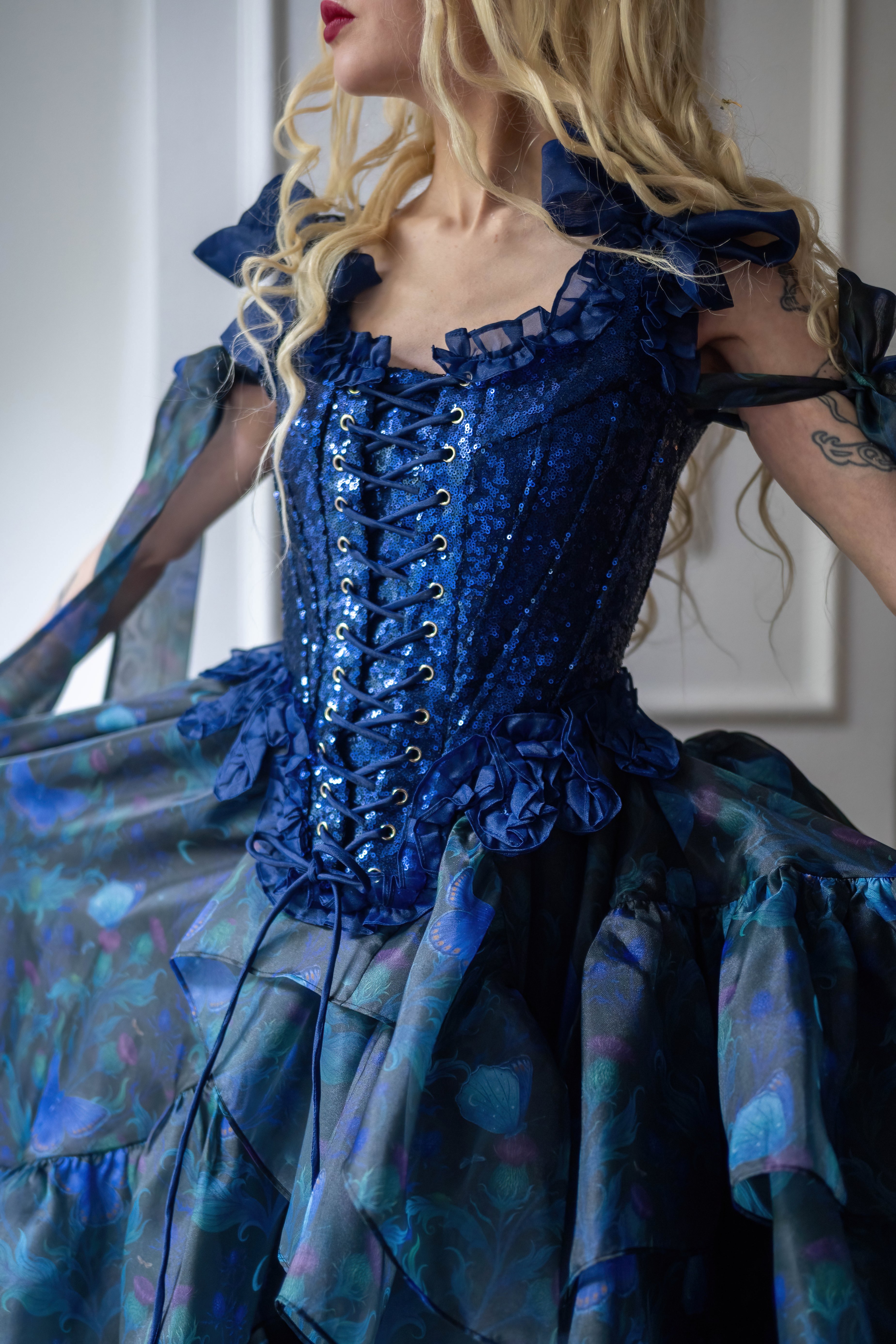 Blue Morpho Pompadour Corset