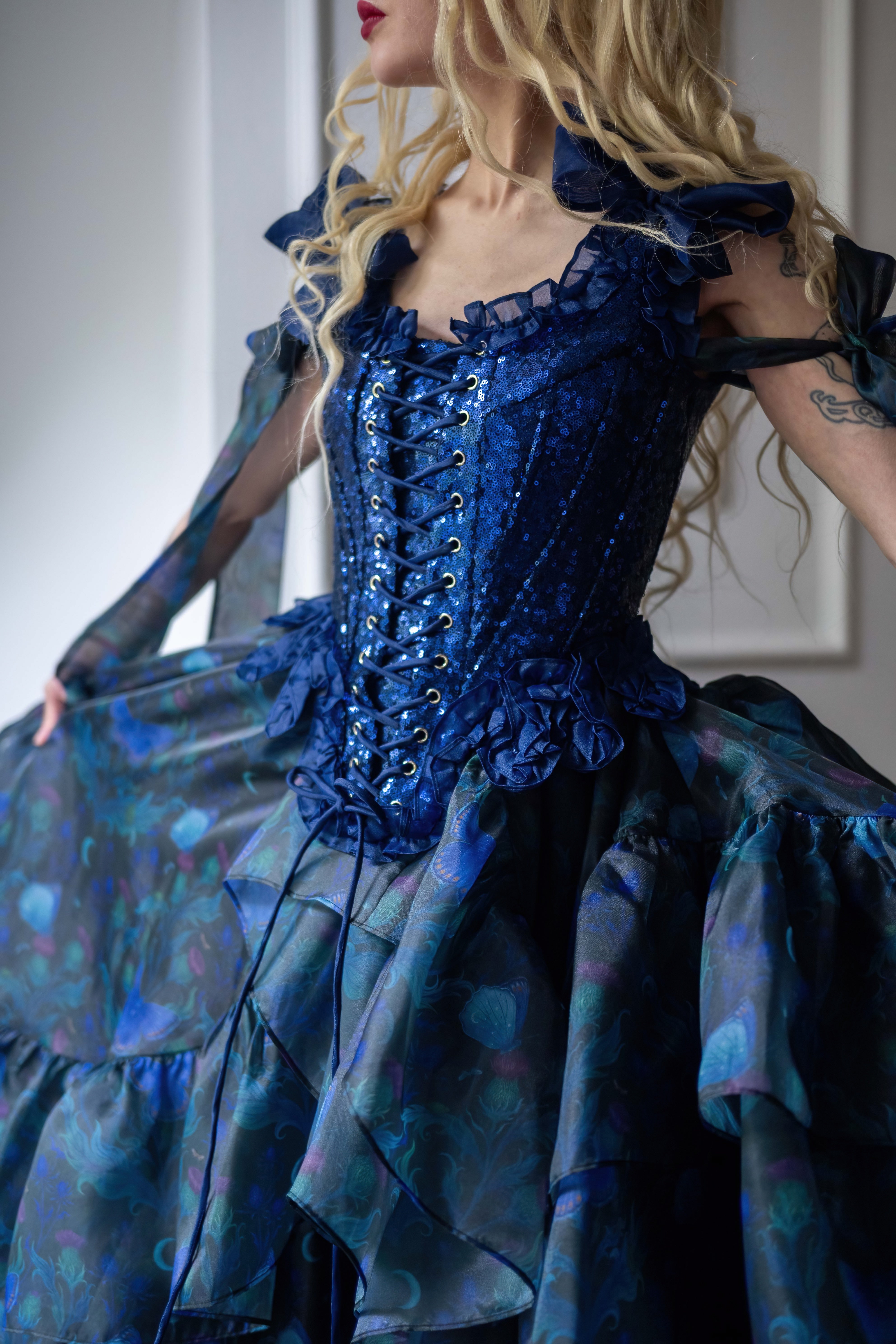 Blue Morpho Pompadour Corset