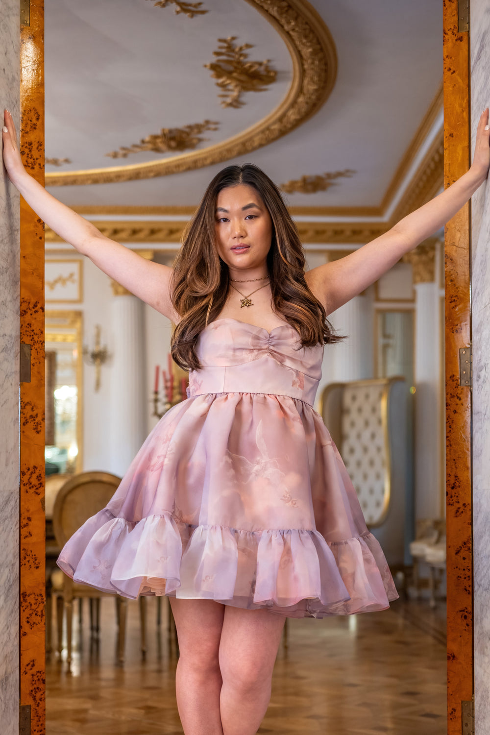Claudia Cape Dress in Florentina Mandarin