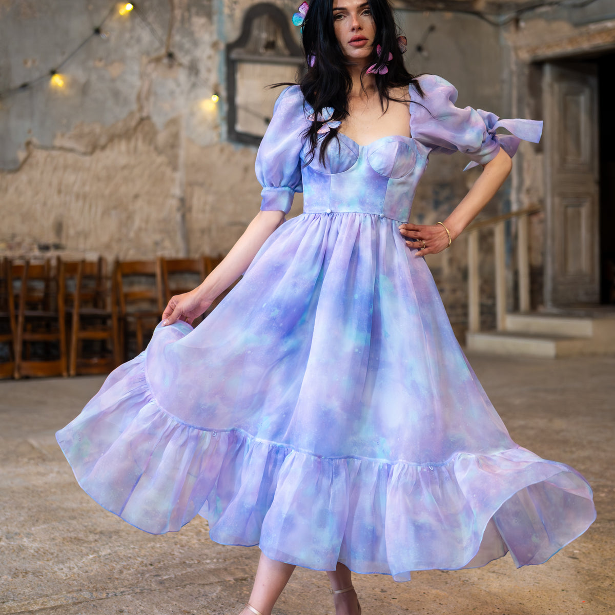 purple dress fall Empyrean Soirée Type:Dress + Shawl A Memorable Bustle Dress it’s the ultimate go VIPBFCM2025