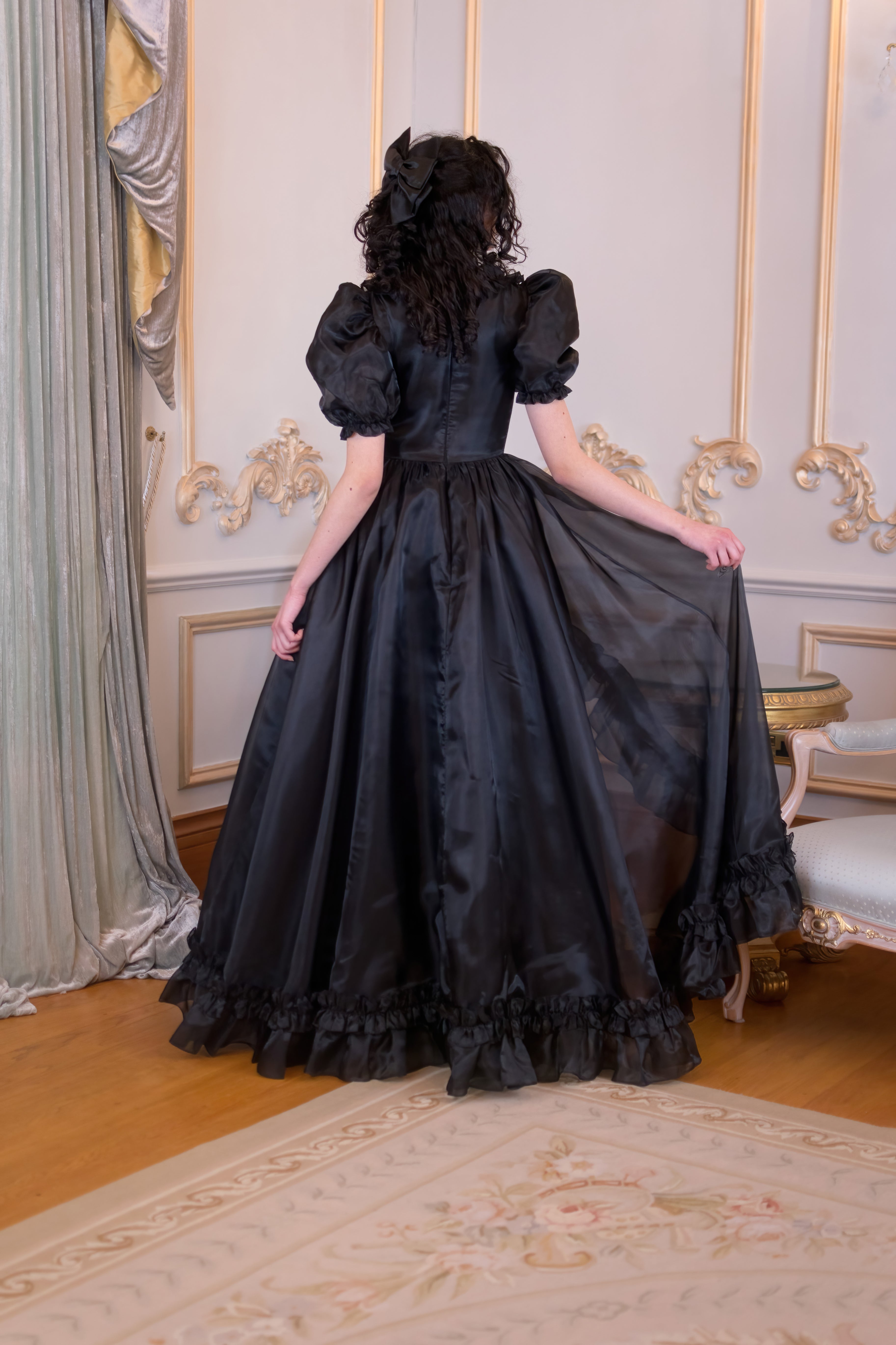 Black Satin Long Prom Dresses, Black Long Formal Sweet 16 Dress – shopluu